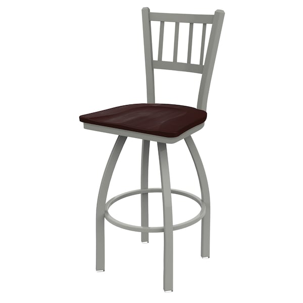 25" Swivel Counter Stool, Nickel Finish, Dark Cherry Maple Seat